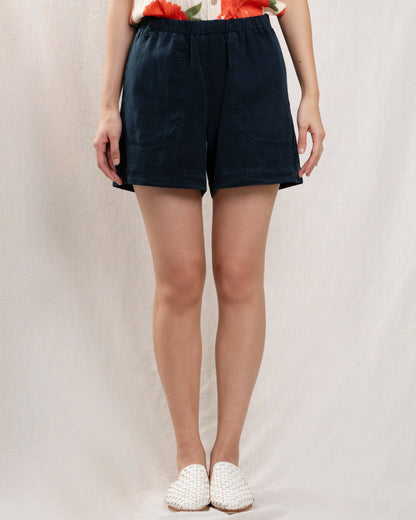 Hartford | Stefi Wide-Leg Shorts in Linen Blend 43-Night