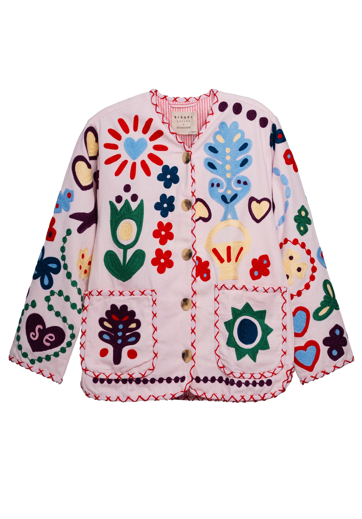 Sissel Edelbo | Maggie Suzani Embroidered Cotton Jacket - Cherry-Blossom