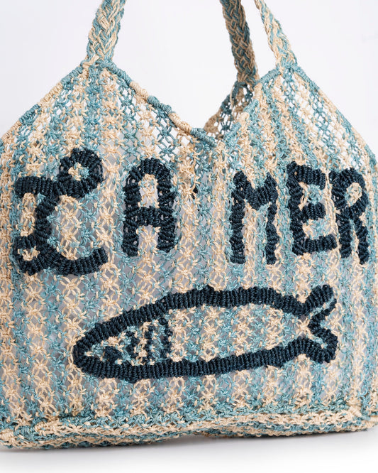 The Jacksons | Beach Bag Dora La Mer Sardine Tote - Sky-Natural