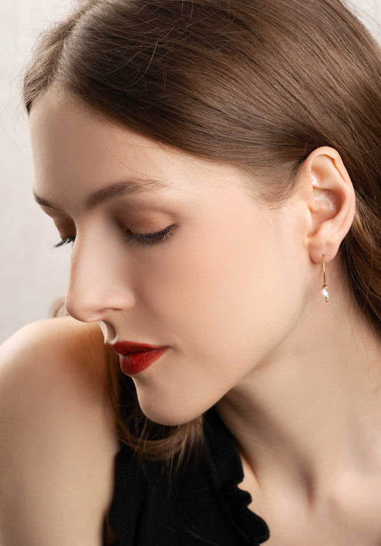 Earring Hoop Pearl Earri Gold