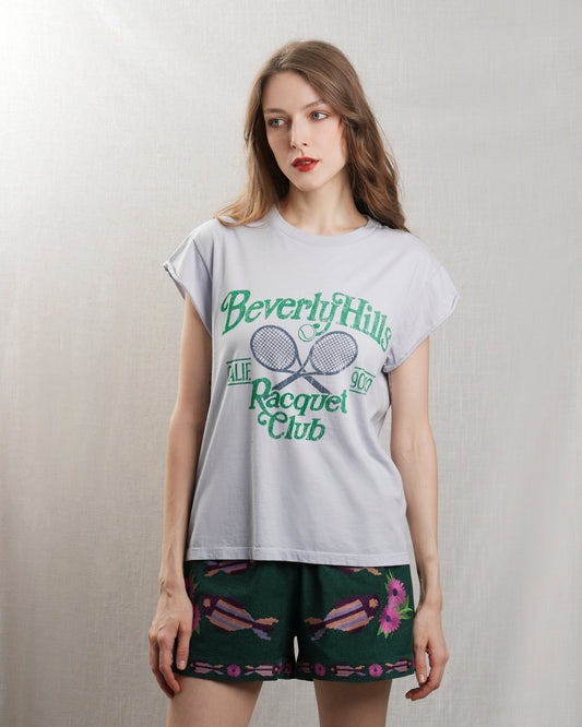 BOWERY | Beverly Hills Rolled-Up Tee - Vintage Lavender