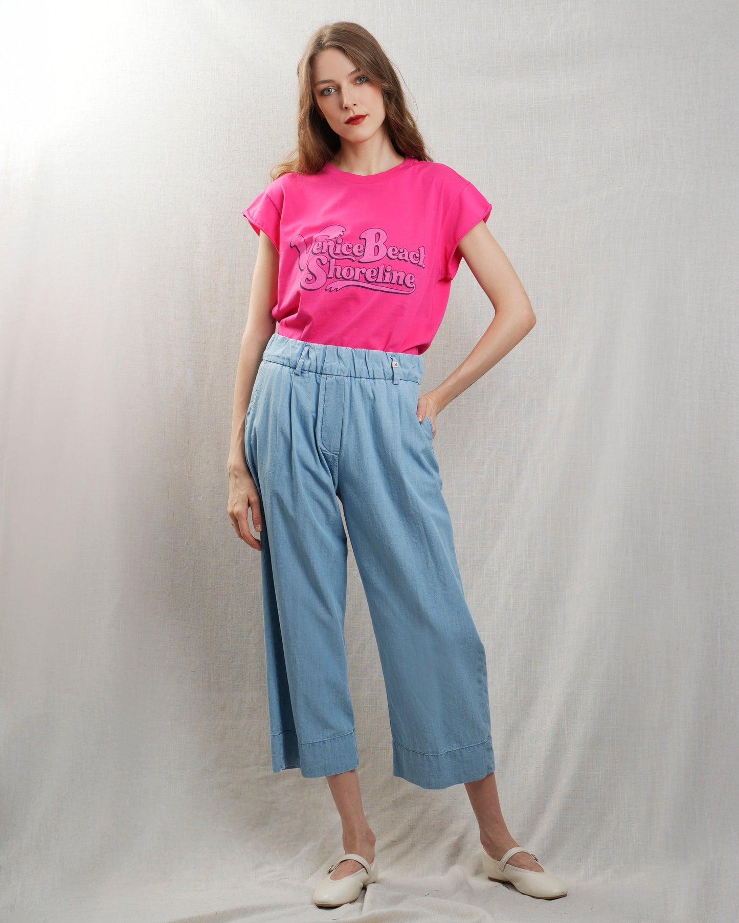 BOWERY | Venice Beach Graphic Tee - Rolled Sleeve Fuchsia-Purple