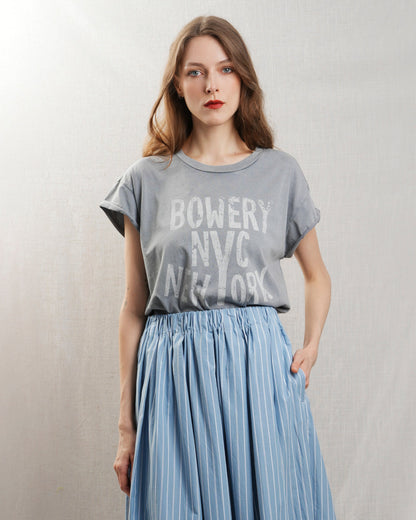 Bowery | Graphic Boxy Tee - Rolled Sleeve in Grey Acid-Castlerock