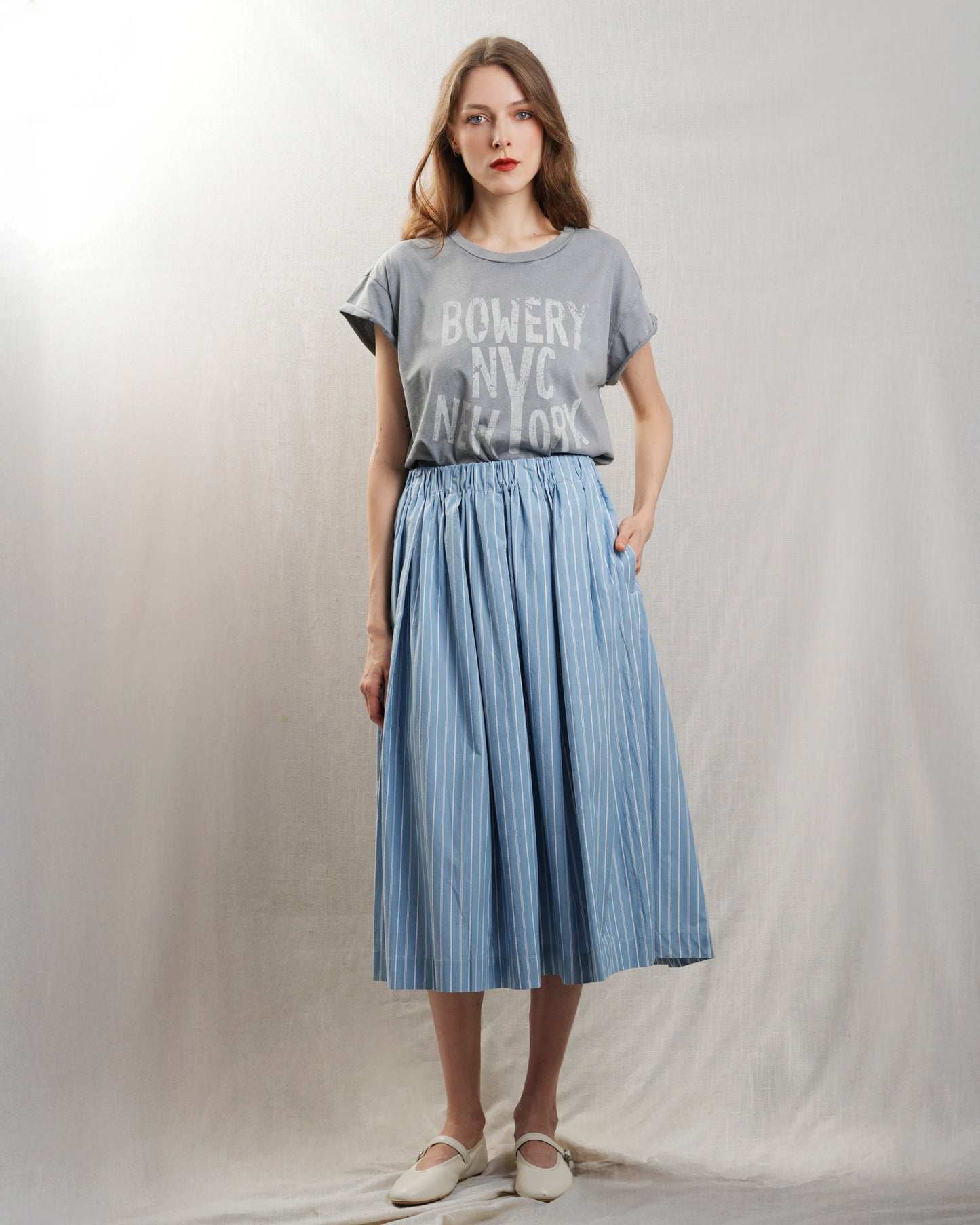 Bowery | Graphic Boxy Tee - Rolled Sleeve in Grey Acid-Castlerock