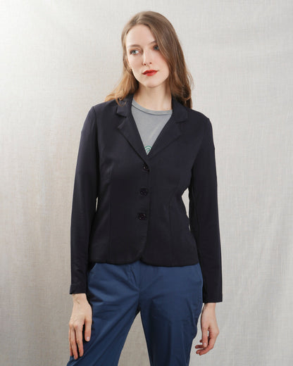 Majestic | Three-Button Knit Jacket - Marine
