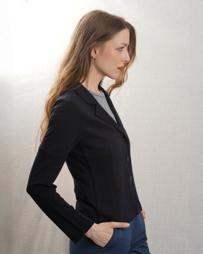 Majestic | Three-Button Knit Jacket - Marine