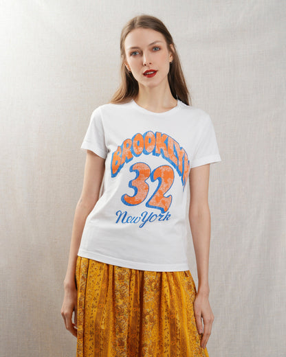 BOWERY | Brooklyn 32 Vintage Graphic Short-Sleeve Sweatshirt - White