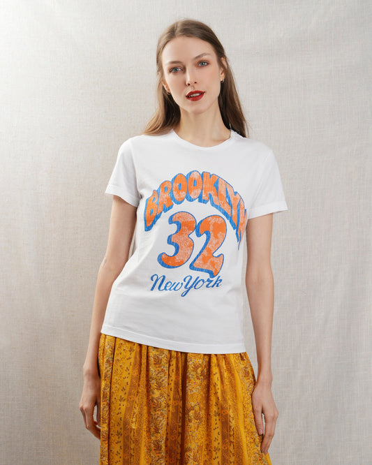 BOWERY | Brooklyn 32 Vintage Graphic Short-Sleeve Sweatshirt - White