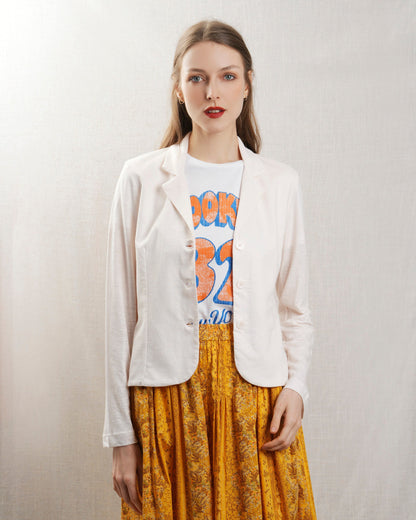 Majestic | Soft-Touch Knit Blend Jacket - Cream
