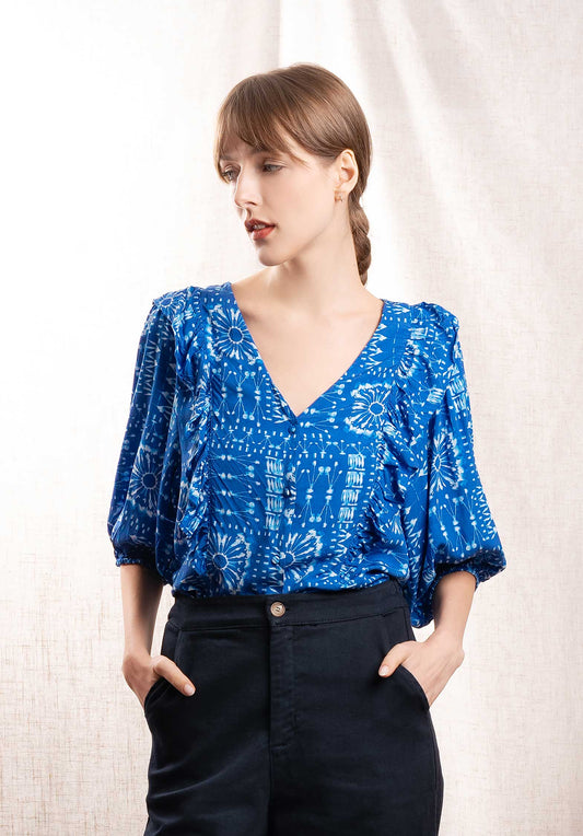 Blouse 311173 Blue-White