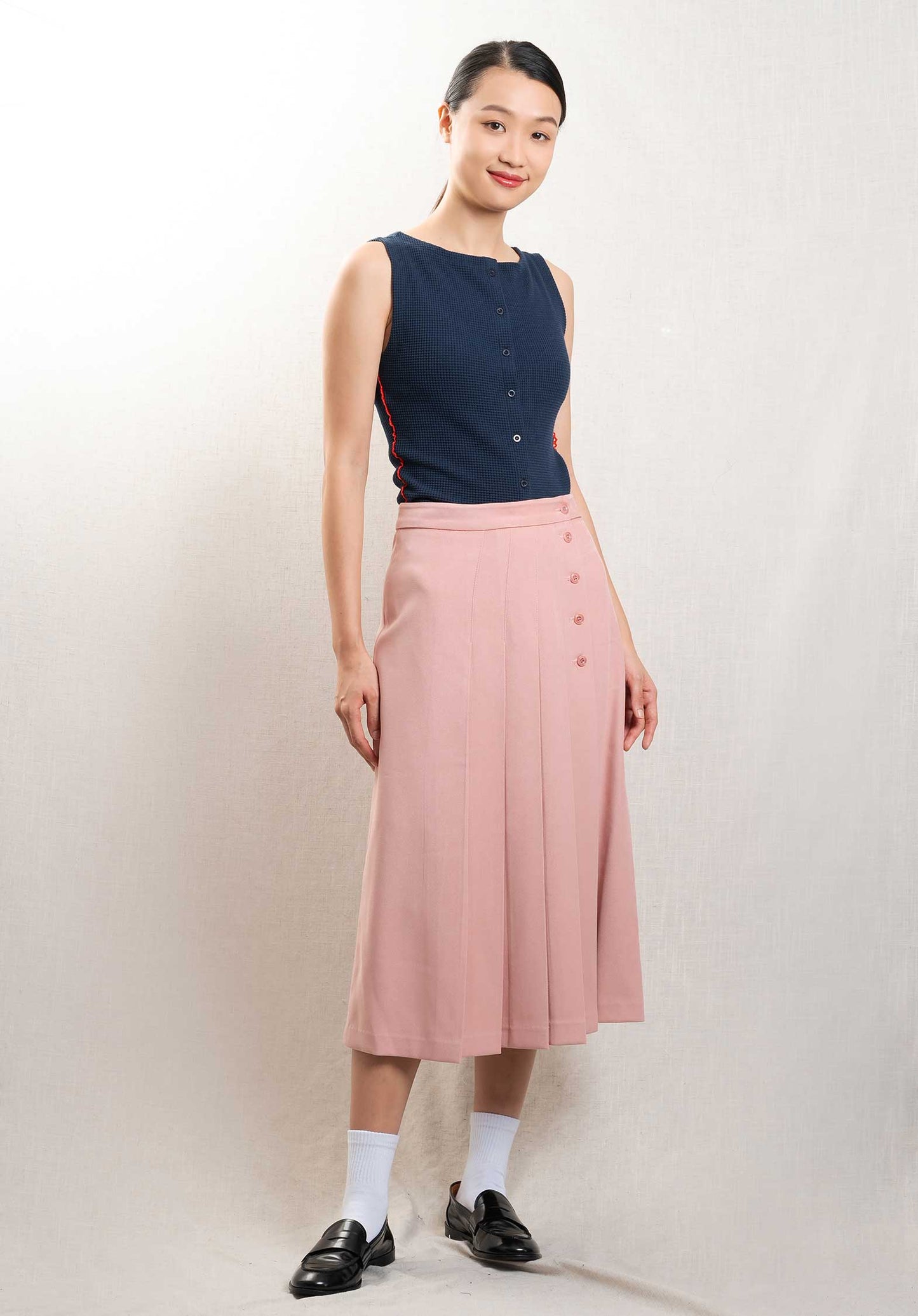 Skirt G3fsk02m8 Camelia Pleats Indi-Pink