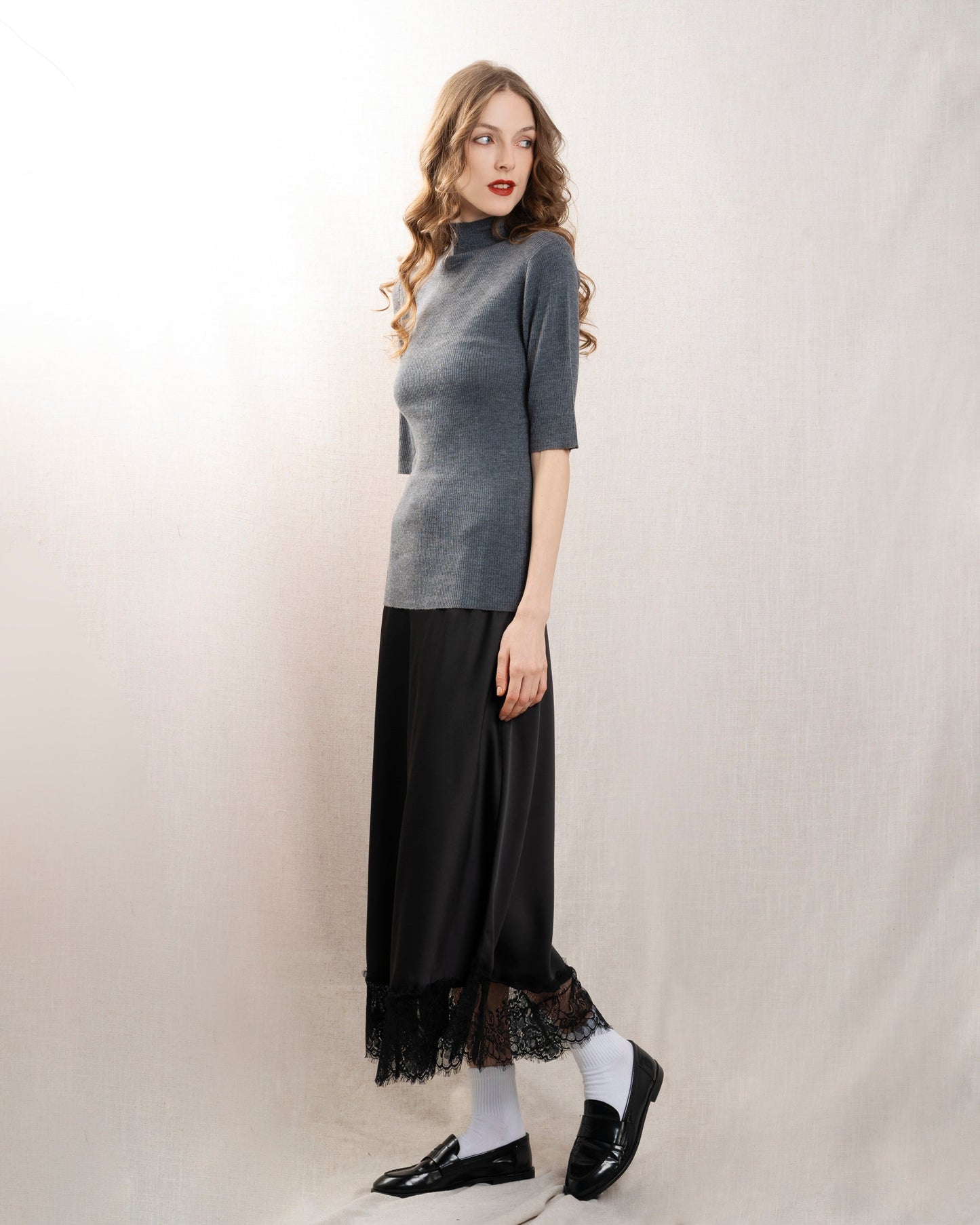 Majestic | Turtleneck Jersey - Extra Fine Merino Heather-Grey