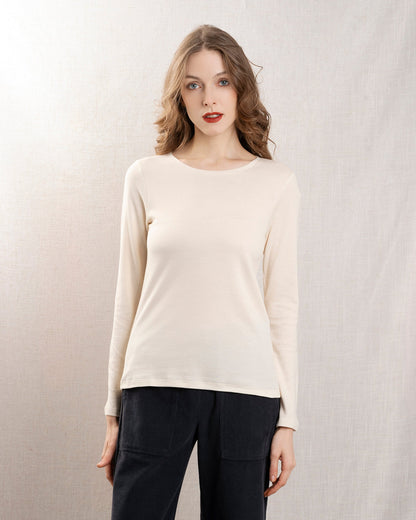 Majestic | Organic Cotton Cashmere Round Neck Sweatshirt - Greige Grege