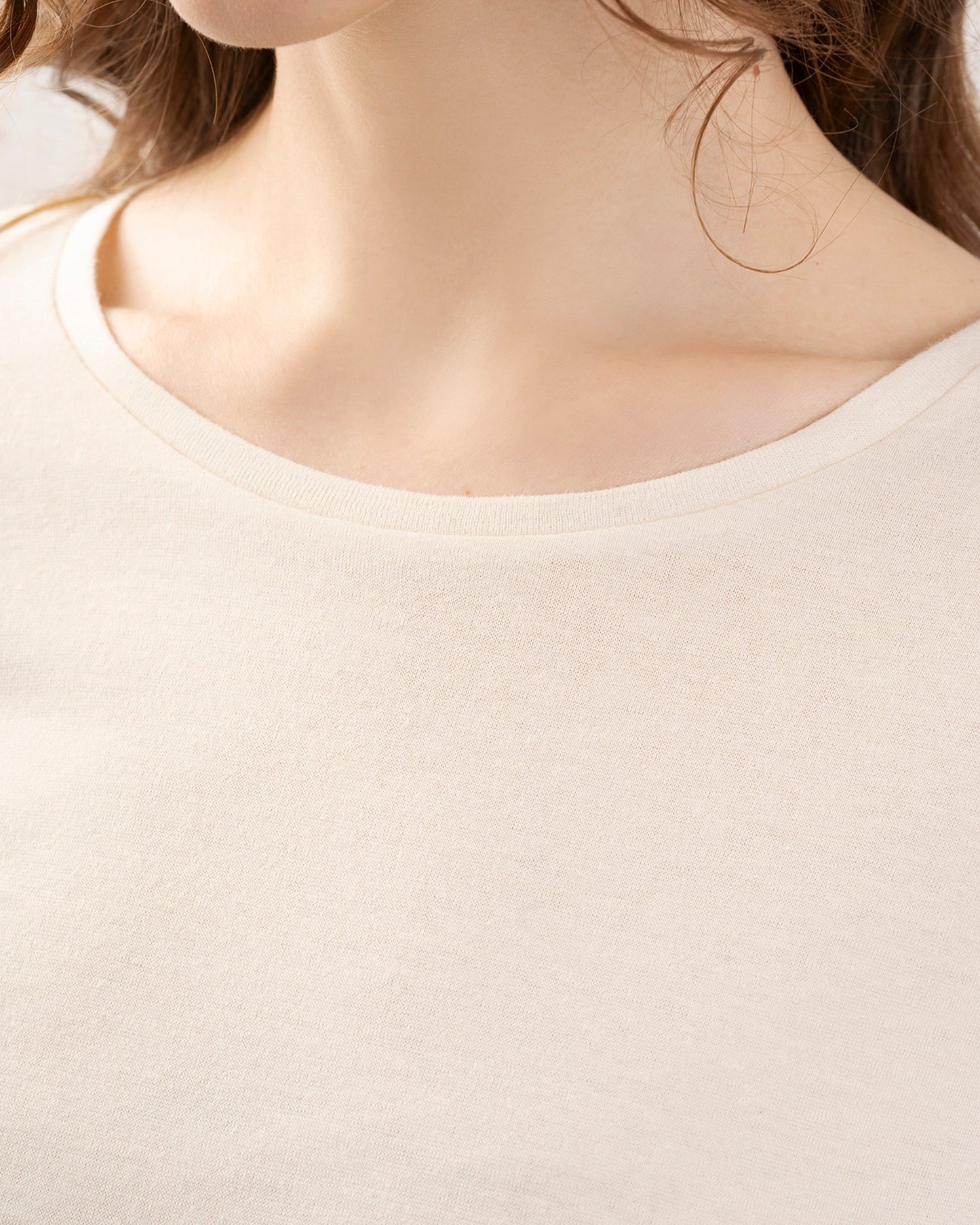 Majestic | Organic Cotton Cashmere Round Neck Sweatshirt - Greige Grege