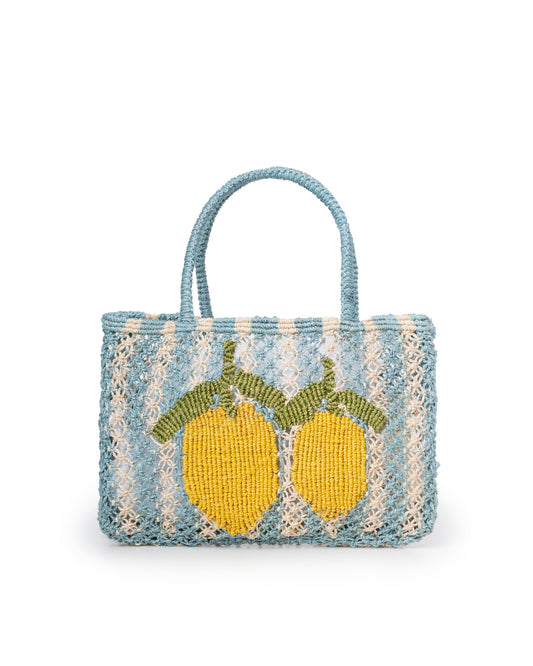 Women's Jute Beach Bag - Lemon Sky-Natural | Large Eco-Friendly Seaside Tote