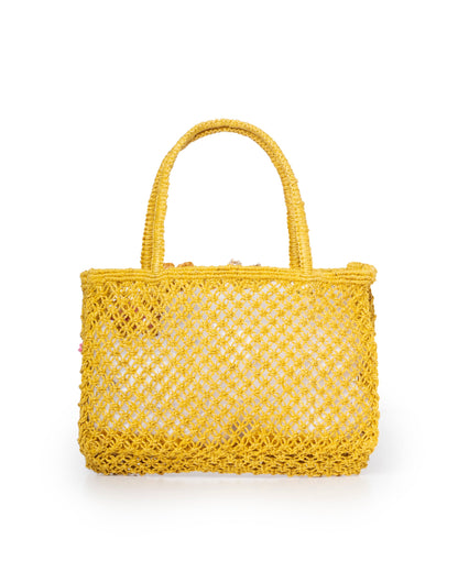 Women's Raffia and Jute Blend Beach Tote Bag – Sun-Kissed Yellow