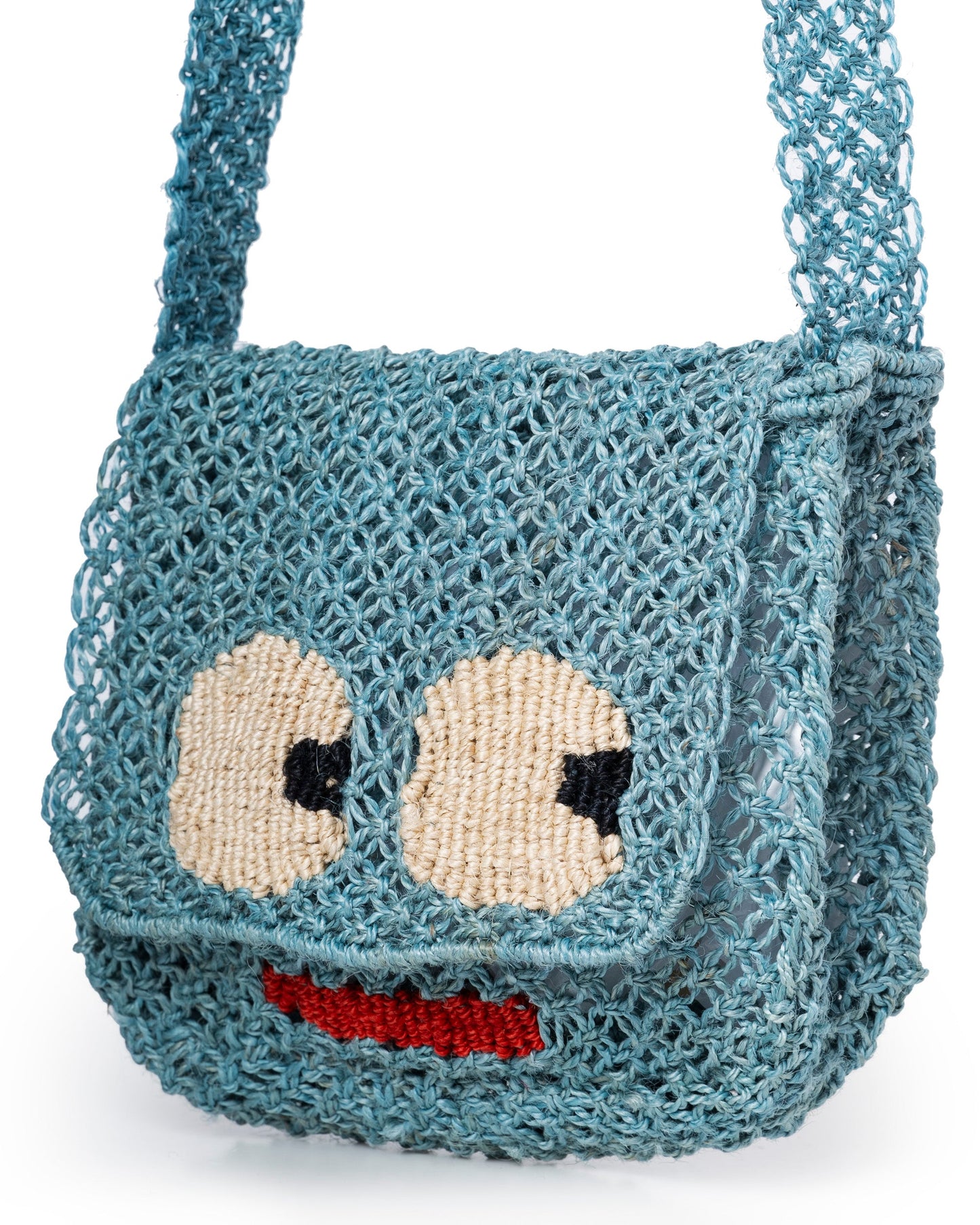 Women's Lola Jute Beach Bag – Sky Blue | Eco-Friendly Big Eyes Tote
