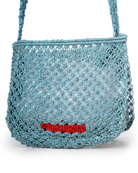 Women's Lola Jute Beach Bag – Sky Blue | Eco-Friendly Big Eyes Tote