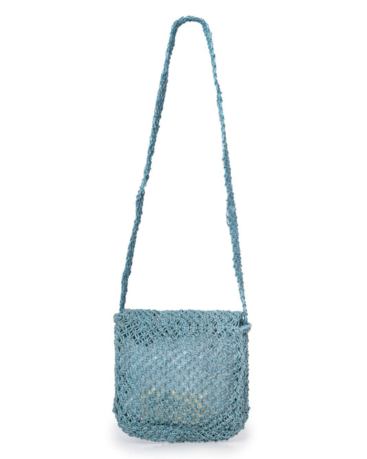 Women's Lola Jute Beach Bag – Sky Blue | Eco-Friendly Big Eyes Tote