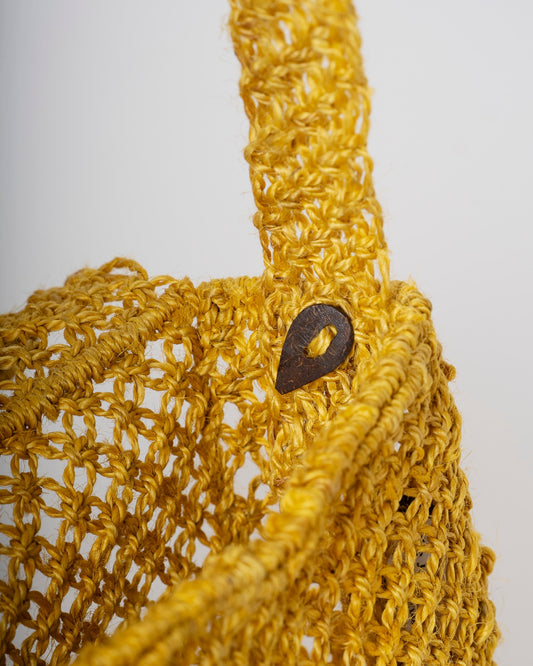 Women’s Premium Jute Beach Tote Bag – Lola Sweetheart Yellow