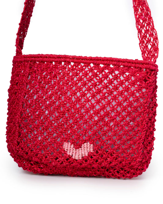 Women’s Premium Jute Beach Tote Bag – Lola Sweetheart Raspberry