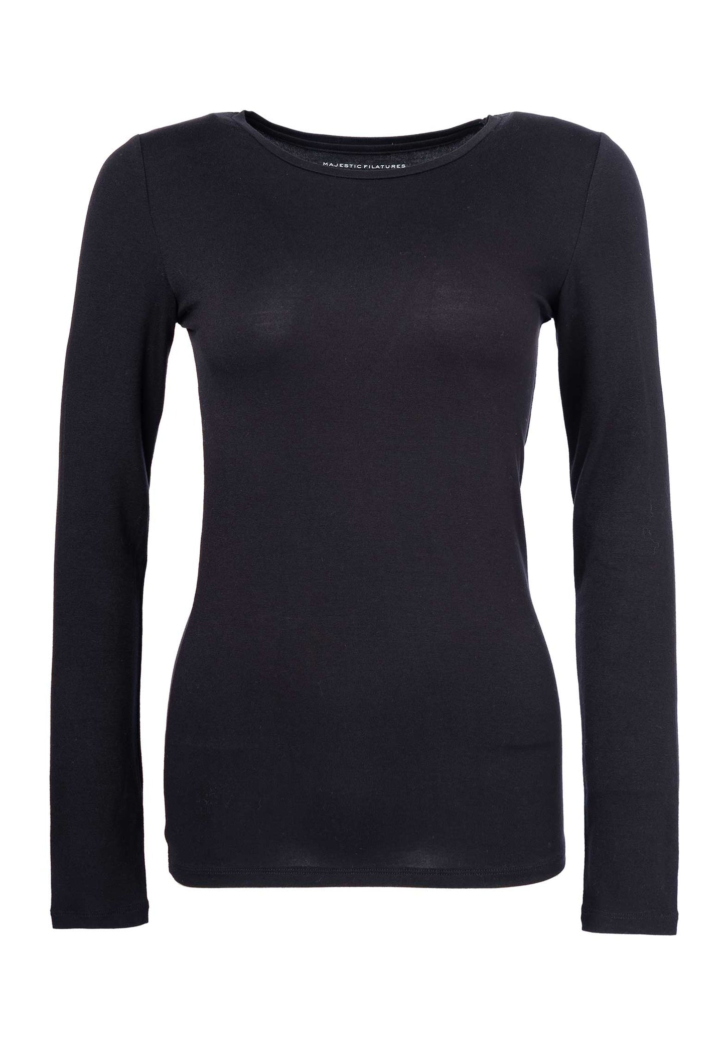 Majestic | Fitted Long Sleeve Tee in Cotton Cashmere Marine