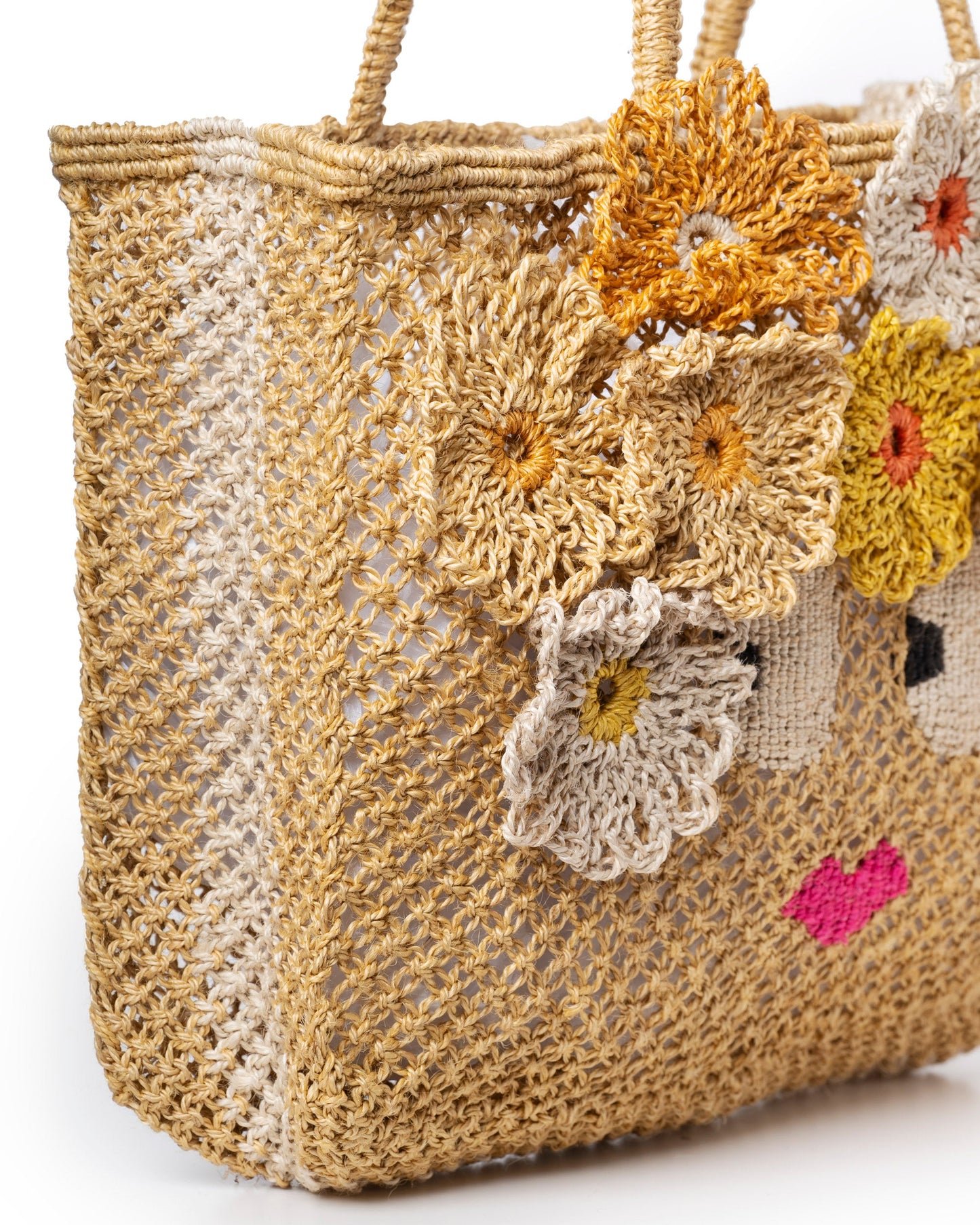Carmen Small Handwoven Jute Beach Bag – Mustard Yellow