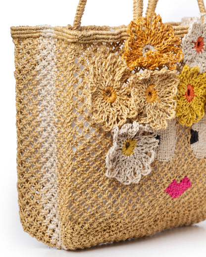 Carmen Small Handwoven Jute Beach Bag – Mustard Yellow