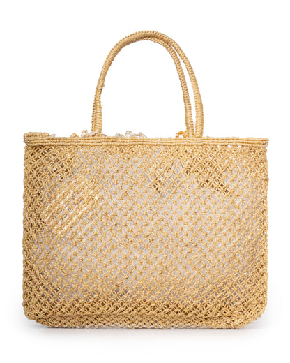 Carmen Small Handwoven Jute Beach Bag – Mustard Yellow