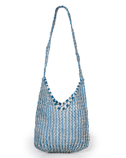 Drusilla Merci Handwoven Raffia & Cobalt Jute Beach Tote Bag