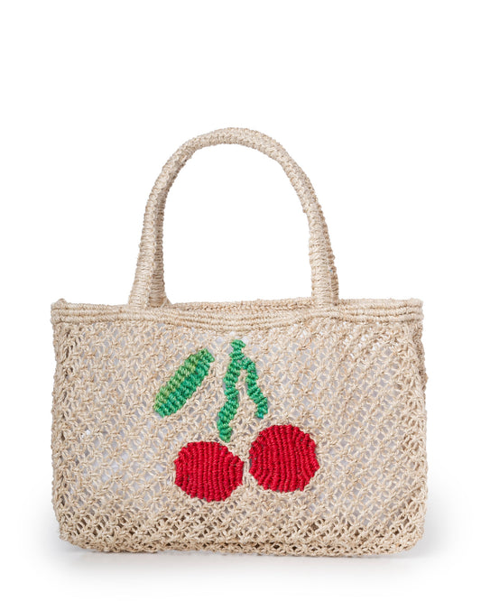 Cherry & Natural Heavy-Duty Jute Beach Tote – Durable Large Women’s Shore Bag