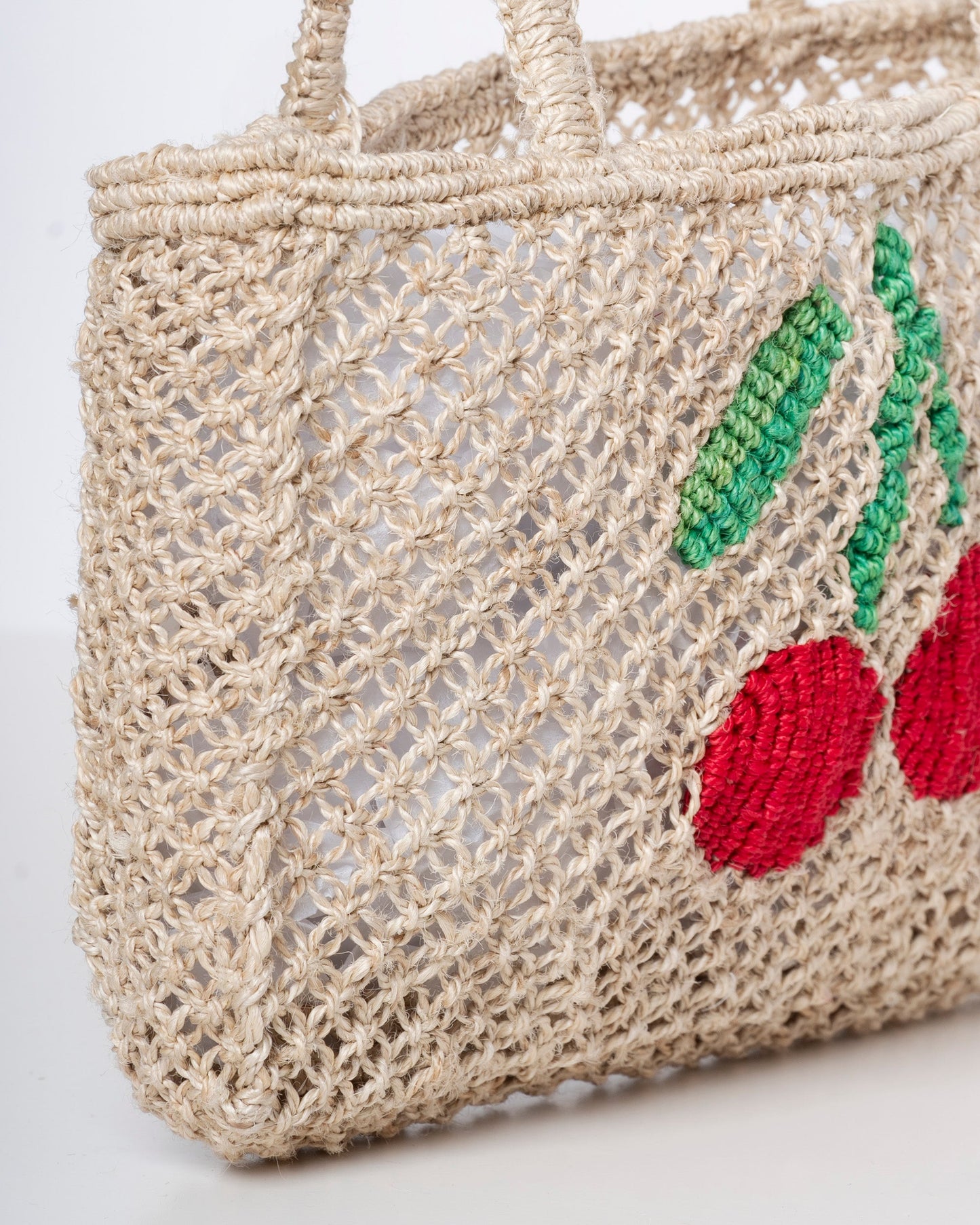 Cherry & Natural Heavy-Duty Jute Beach Tote – Durable Large Women’s Shore Bag