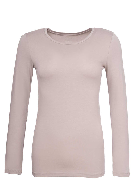 Majestic | Long-Sleeve Crewneck Tee in Grey Smoke