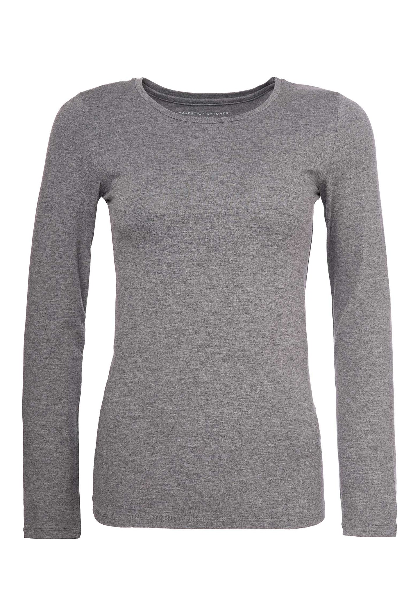 Majestic | Fitted Long-Sleeve Tee in Grey Cashmere-Cotton