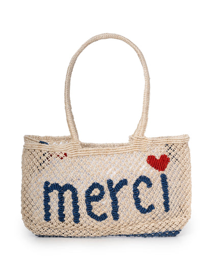 The Jacksons Eloise "Merci" Jute Beach Bag - Natural