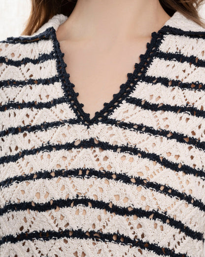 Vanessa Bruno | Striped Cotton Pullover - Ecru-Marine