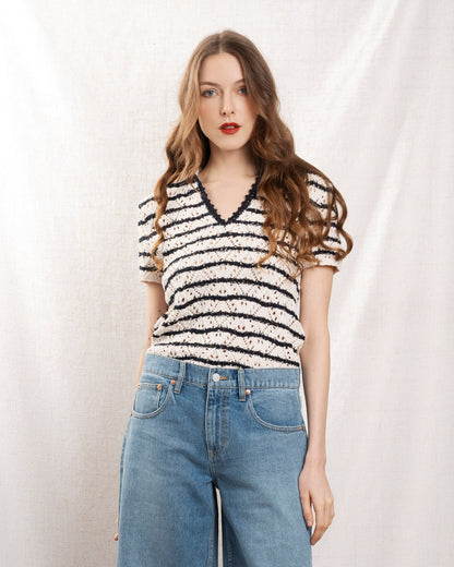 Vanessa Bruno | Striped Cotton Pullover - Ecru-Marine