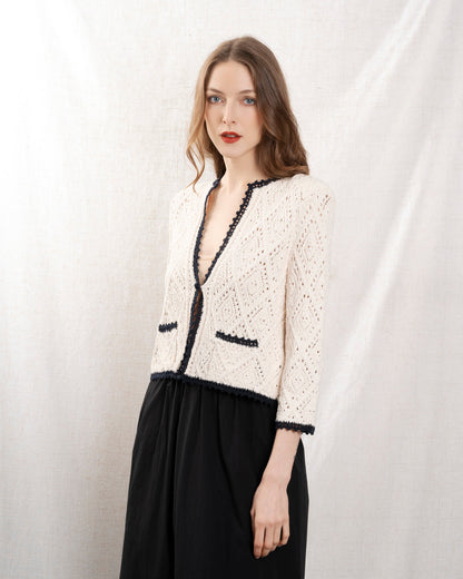 Vanessa Bruno | Cotton Cardigan - Open Front Ecru-Marine