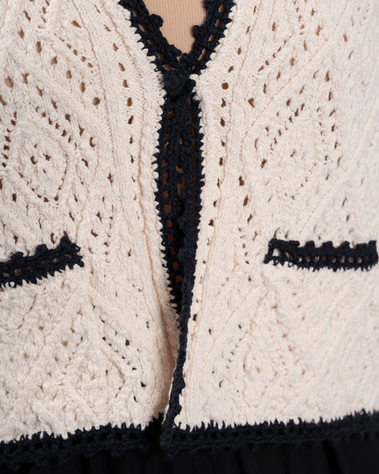 Vanessa Bruno | Cotton Cardigan - Open Front Ecru-Marine
