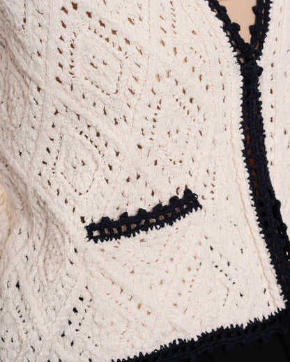Vanessa Bruno | Cotton Cardigan - Open Front Ecru-Marine