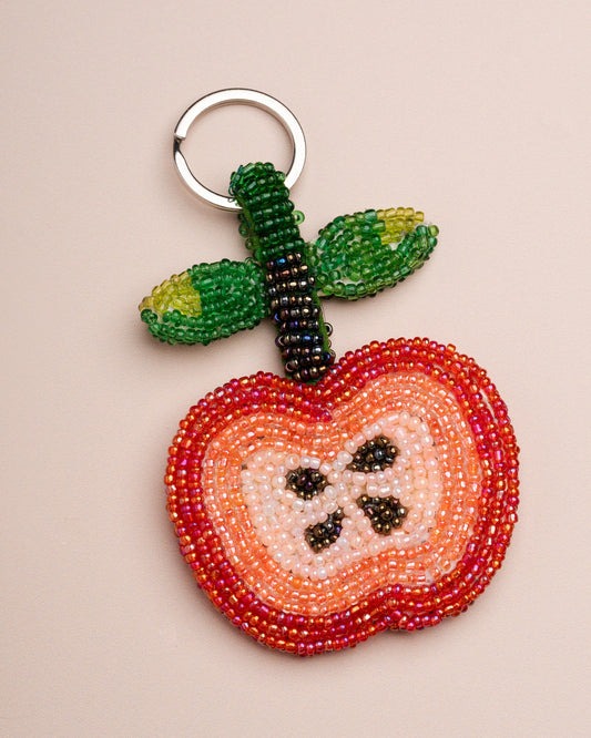 Unisex Key Charm  Mini Zinc Alloy Gold Tone - Red Apple