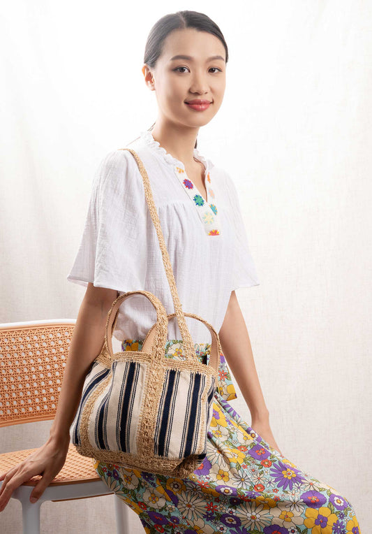 Tote Bag 3eve23 V40435 Marine-Creme