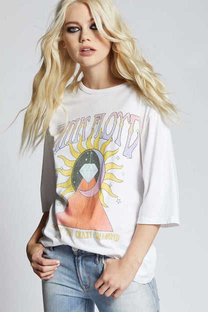 Recycled Karma | Vintage Wash Pink Floyd Graphic Tee - White