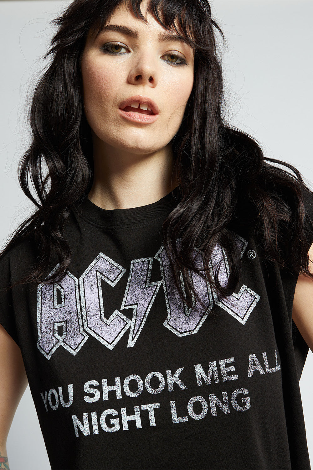 Recycled Karma | AC/DC Cut-Off Band Tee - Raw Armhole Pepper
