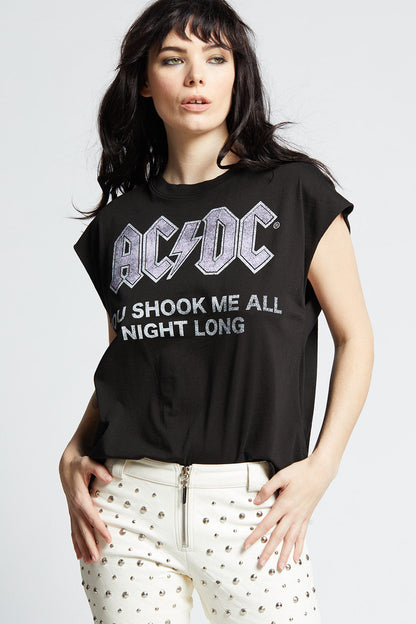 Recycled Karma | AC/DC Cut-Off Band Tee - Raw Armhole Pepper