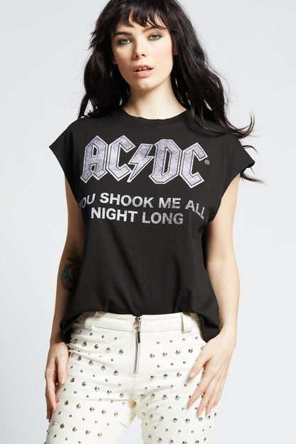 Recycled Karma | AC/DC Cut-Off Band Tee - Raw Armhole Pepper