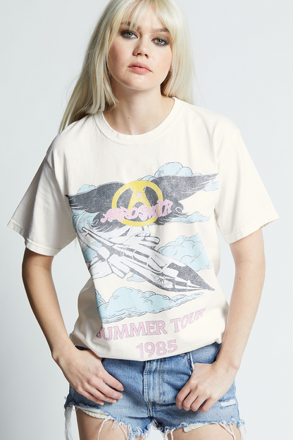 Recycled Karma | Aerosmith '85 Tour Oversized Tee - Ecru
