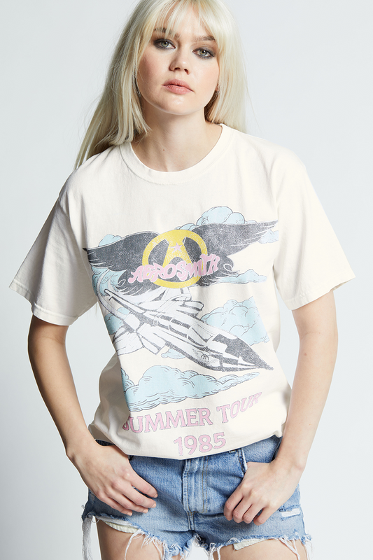 Recycled Karma | Aerosmith '85 Tour Oversized Tee - Ecru