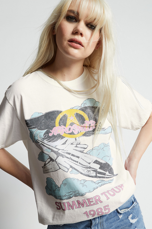 Recycled Karma | Aerosmith '85 Tour Oversized Tee - Ecru