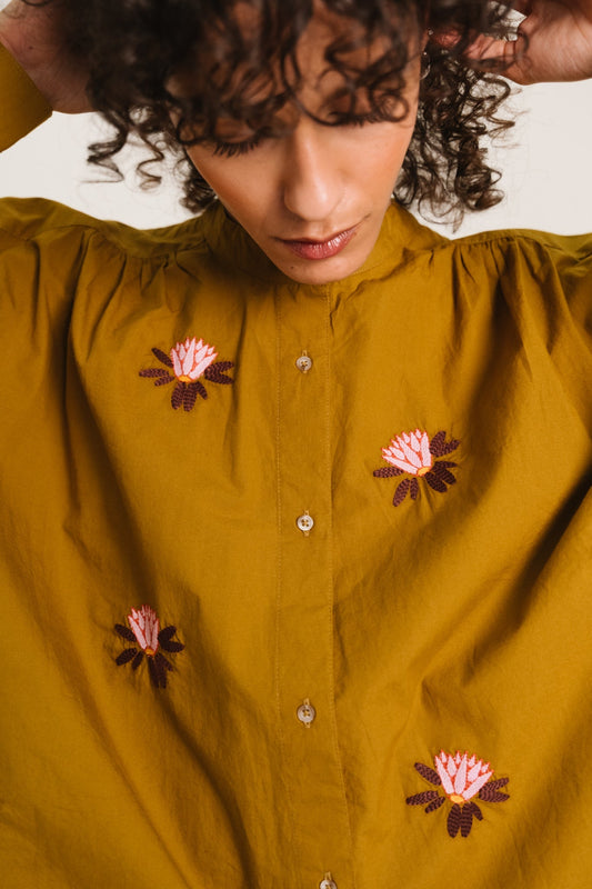 Sacrecoeur | Ella Lily Blouse - Green Cotton